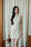 ROSSY HALTER NECK MINI DRESS (BEIGE) ROSSY HALTER NECK MINI DRESS (BEIGE)