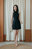 ROSSY HALTER NECK MINI DRESS (BLACK)