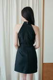 ROSSY HALTER NECK MINI DRESS (BLACK)