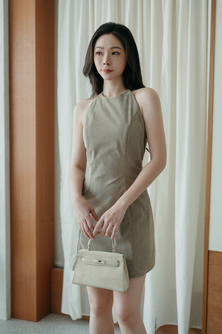 HAYZEE HALTER NECK DRESS (TRUFFLE)