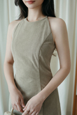 HAYZEE HALTER NECK DRESS (TRUFFLE)