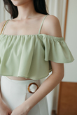GRACEN COLD SHOULDER CROP TOP (APPLE GREEN)