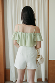 GRACEN COLD SHOULDER CROP TOP (APPLE GREEN)