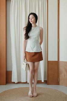 SUZON SIDE SPLIT TOP (CREAM FLORAL)