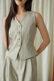 JORI V NECK VEST TOP (KHAKI)