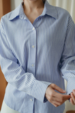 JUN CASUAL LONG SLEEVES SHIRT (BLUE STRIPE)