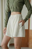 NOHEMI HIGH WAISTED SHORTS (CREAM)