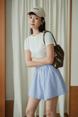 NOHEMI HIGH WAISTED SHORTS (BLUE STRIPE)