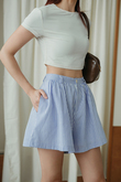 NOHEMI HIGH WAISTED SHORTS (BLUE STRIPE)