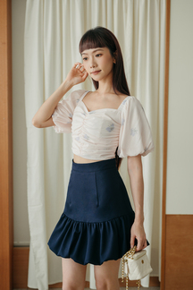 YARA BALLOON SLEEVE CROP TOP (FLORAL)