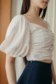 YARA BALLOON SLEEVE CROP TOP (FLORAL)