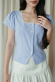 TRICHA SQUARE NECK TOP (BLUE STRIPE)
