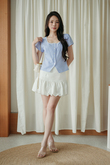 TRICHA SQUARE NECK TOP (BLUE STRIPE)