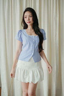 TRICHA SQUARE NECK TOP (BLUE STRIPE)
