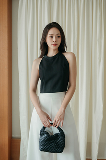 TIRZAH HALTER NECK CROP TOP (BLACK)