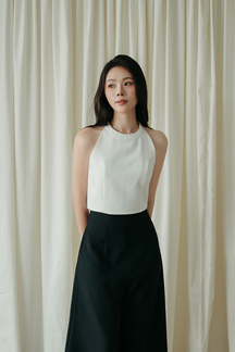 TIRZAH HALTER NECK CROP TOP (WHITE)