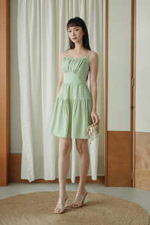 SAYLOR RUCHED BUST MINI DRESS (APPLE GREEN)