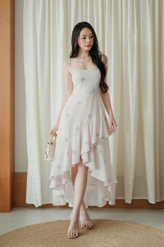TIFFY CASCADING RUFFLES DRESS (FLORAL)