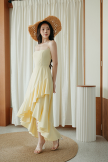 TIFFY CASCADING RUFFLES DRESS (YELLOW)