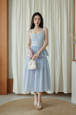 ELIANNA SWEETHEART TIERED DRESS (BLUE STRIPE)