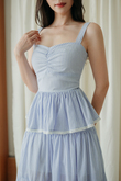 ELIANNA SWEETHEART TIERED DRESS (BLUE STRIPE)
