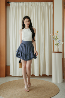 RHEANA HIGH WAISTED SKORTS (DARK BLUE)