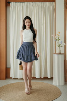 RHEANA HIGH WAISTED SKORTS (DARK BLUE)