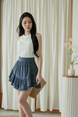 RHEANA HIGH WAISTED SKORTS (DARK BLUE)