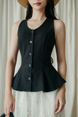 POSEY V NECK PEPLUM TOP (BLACK) POSEY V NECK PEPLUM TOP (BLACK)