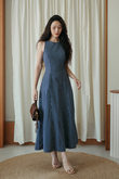 KRISTEN ROUND NECK MAXI DRESS (DARK BLUE) KRISTEN ROUND NECK MAXI DRESS (DARK BLUE)