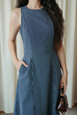 KRISTEN ROUND NECK MAXI DRESS (DARK BLUE) KRISTEN ROUND NECK MAXI DRESS (DARK BLUE)