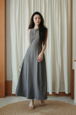 KRISTEN ROUND NECK MAXI DRESS (GREYISH BROWN) KRISTEN ROUND NECK MAXI DRESS (GREYISH BROWN)