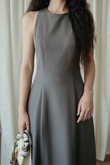 KRISTEN ROUND NECK MAXI DRESS (GREYISH BROWN) KRISTEN ROUND NECK MAXI DRESS (GREYISH BROWN)