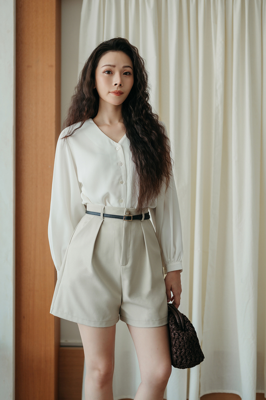 DILLON HIGH WAISTED SHORTS (BEIGE)