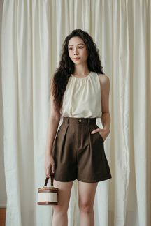 DILLON HIGH WAISTED SHORTS (BROWN)