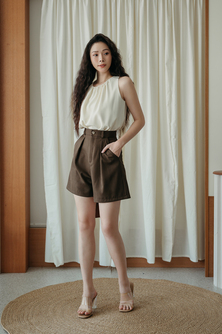 DILLON HIGH WAISTED SHORTS (BROWN)