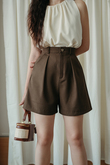 DILLON HIGH WAISTED SHORTS (BROWN)