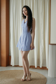 KHLOE BUTTON DOWN MINI DRESS (BLUE STRIPE)