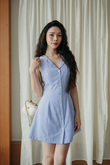 KHLOE BUTTON DOWN MINI DRESS (BLUE STRIPE)