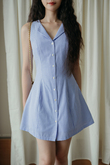 KHLOE BUTTON DOWN MINI DRESS (BLUE STRIPE)