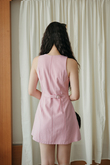 KHLOE BUTTON DOWN MINI DRESS (PINK STRIPE)