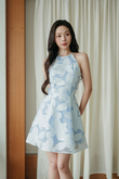 DABNY HALTER NECK MINI DRESS (BLUE FLORAL)