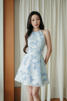 DABNY HALTER NECK MINI DRESS (BLUE FLORAL)