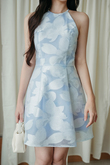 DABNY HALTER NECK MINI DRESS (BLUE FLORAL)