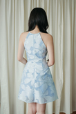 DABNY HALTER NECK MINI DRESS (BLUE FLORAL)