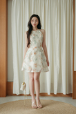 DABNY HALTER NECK MINI DRESS (YELLOW FLORAL)