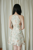 DABNY HALTER NECK MINI DRESS (YELLOW FLORAL)