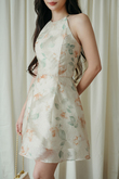 DABNY HALTER NECK MINI DRESS (YELLOW FLORAL)