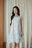 MIKO HALTER NECK MINI DRESS (BLUE FLORAL) MIKO HALTER NECK MINI DRESS (BLUE FLORAL)