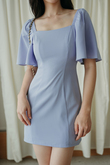 DIORE FLUTTER SLEEVES MINI DRESS (PERIWINKLE) DIORE FLUTTER SLEEVES MINI DRESS (PERIWINKLE)